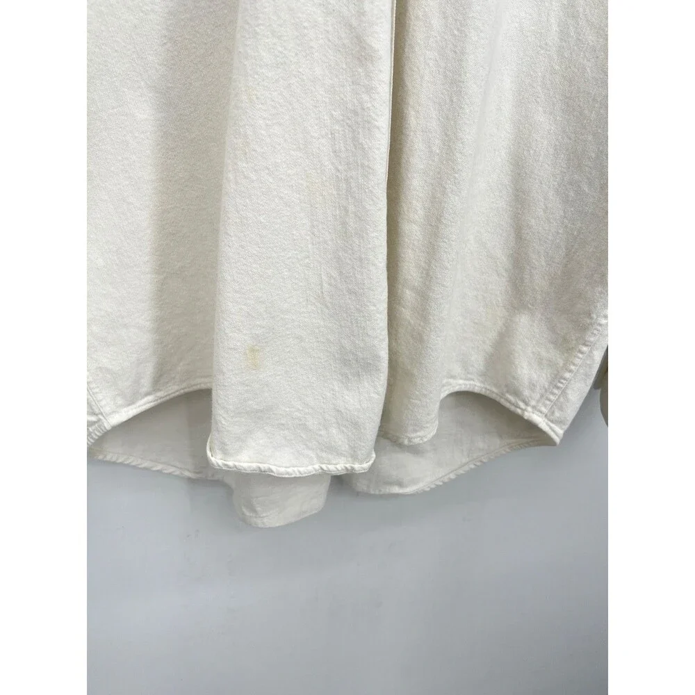 Banana Republic Adventure Outfitters Shirt L White Pearl Snap Safari 80s VTG